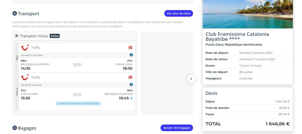 punta cana pour petit budget devis vols